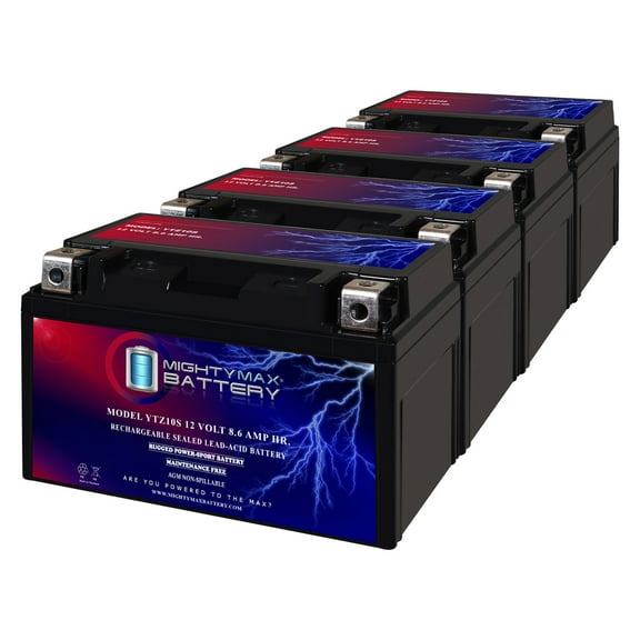 YTZ10S 12V 8.6AH Replacement Battery compatible with Yamaha XP T-Max / ABS 500 08-09 - 4 Pack