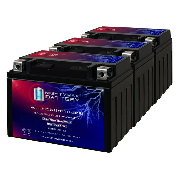 YTZ12S 12V 11Ah Replacement Battery compatible with Yuasa YTZ12S, TTZ12S - 3 Pack