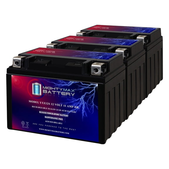 YTZ12S 12V 11Ah Replacement Battery compatible with ATV Dirt Bikes Motorcycles - 3 Pack
