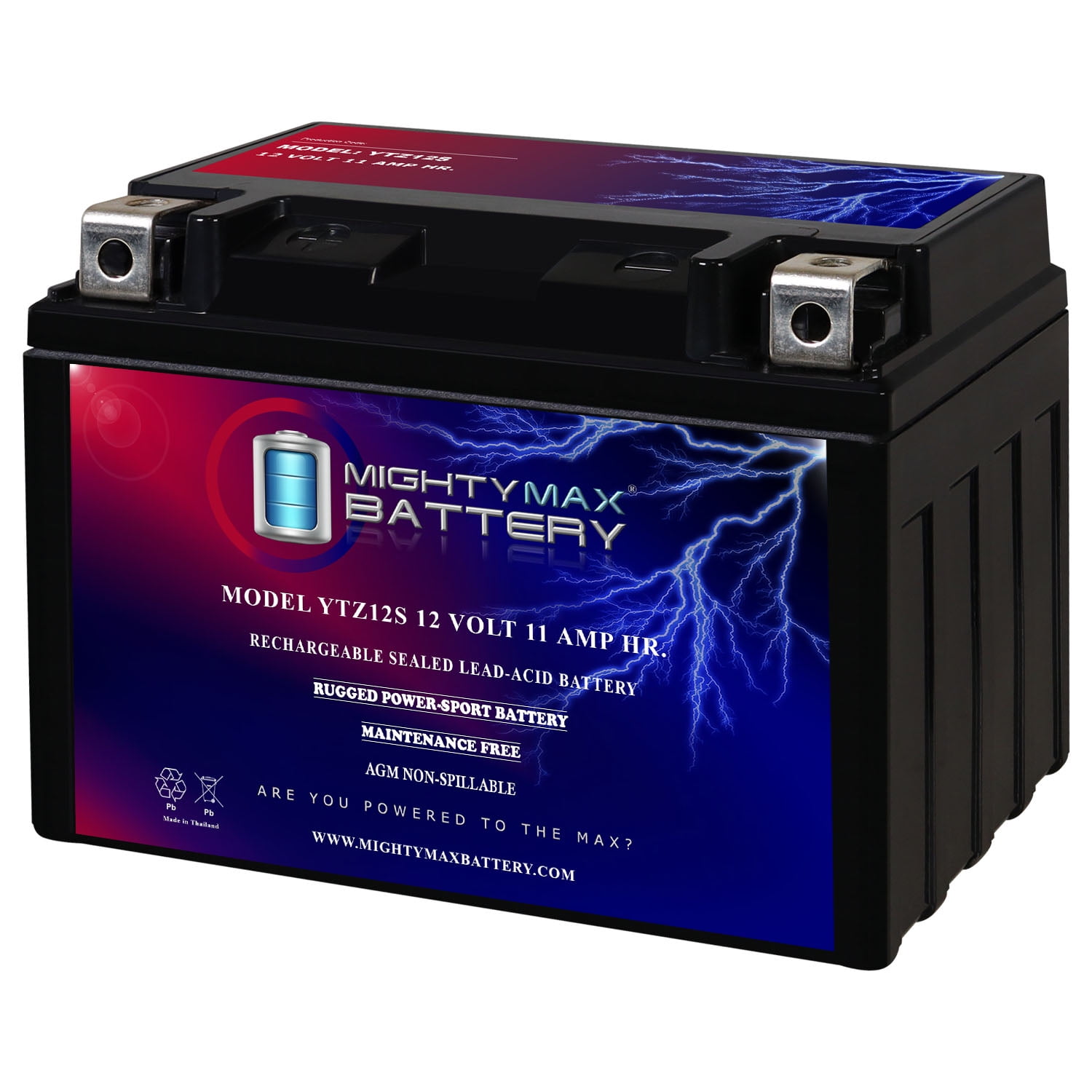 Mighty Max YTZ12S 12V 11AH SLA Battery - Replaces Yamaha VStar 650, Raider, Roadliner & More