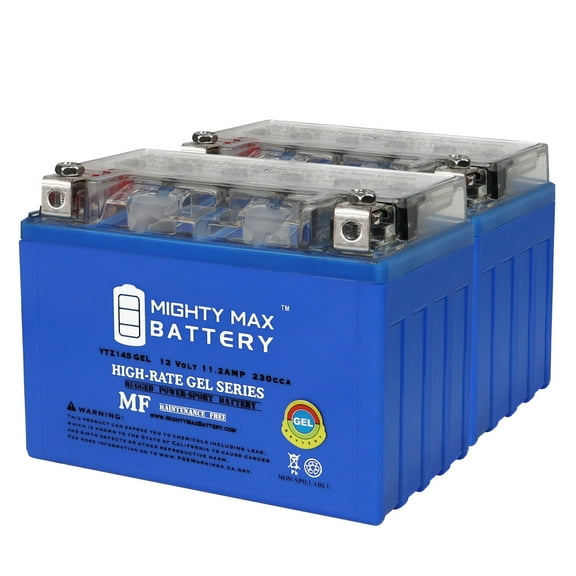 YTZ14S GEL -12 Volt 11.2 AH, GEL Type, 230 CCA, Rechargeable Maintenance Free SLA AGM Motorcycle Battery	 - Pack of 2