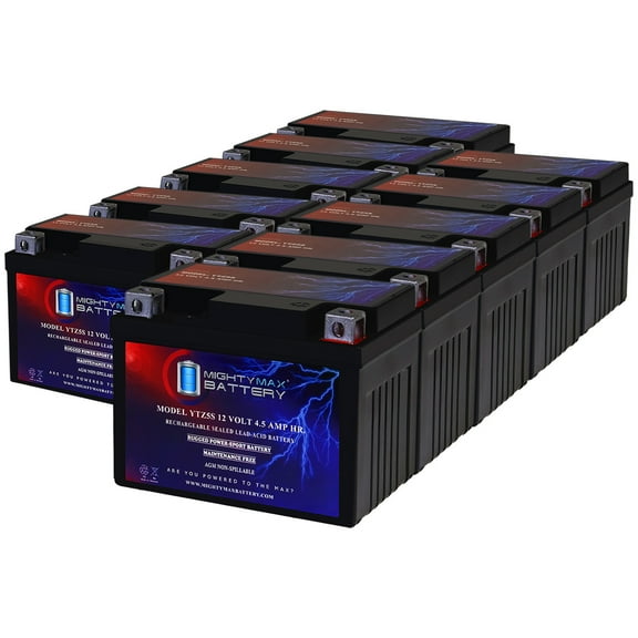 YTZ5S - 12 Volt 4.5 AH, 65 CCA, Rechargeable Maintenance Free SLA AGM Motorcycle Battery - Pack of 10
