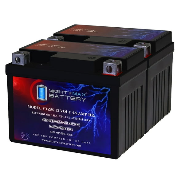 YTZ5S - 12 Volt 4.5 AH, 65 CCA, Rechargeable Maintenance Free SLA AGM Motorcycle Battery - Pack of 2