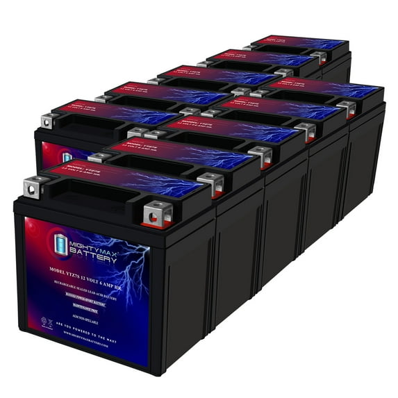 YTZ7S 12V 6AH Replacement Battery compatible with PowerMax YTZ7S GTZ7S - 10 Pack