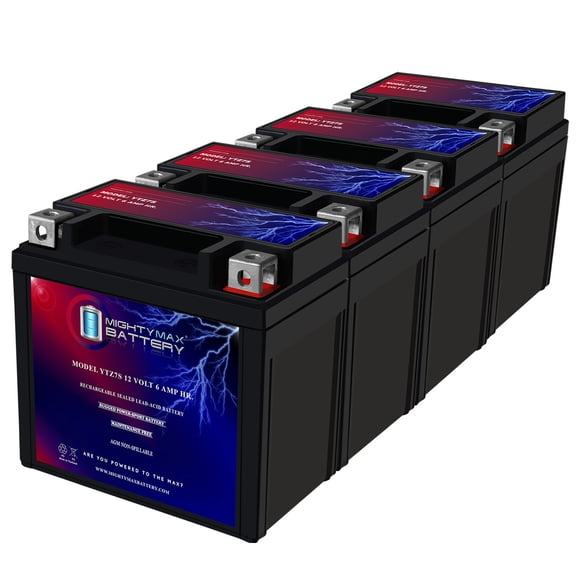 YTZ7S 12V 6AH Replacement Battery compatible with Honda CRF CBR1000RR KLX450R - 4 Pack