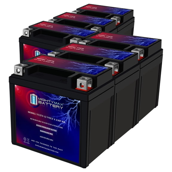 YTZ7S 12V 6AH Replacement Battery compatible with Honda CRF CBR1000RR KLX450R - 6 Pack