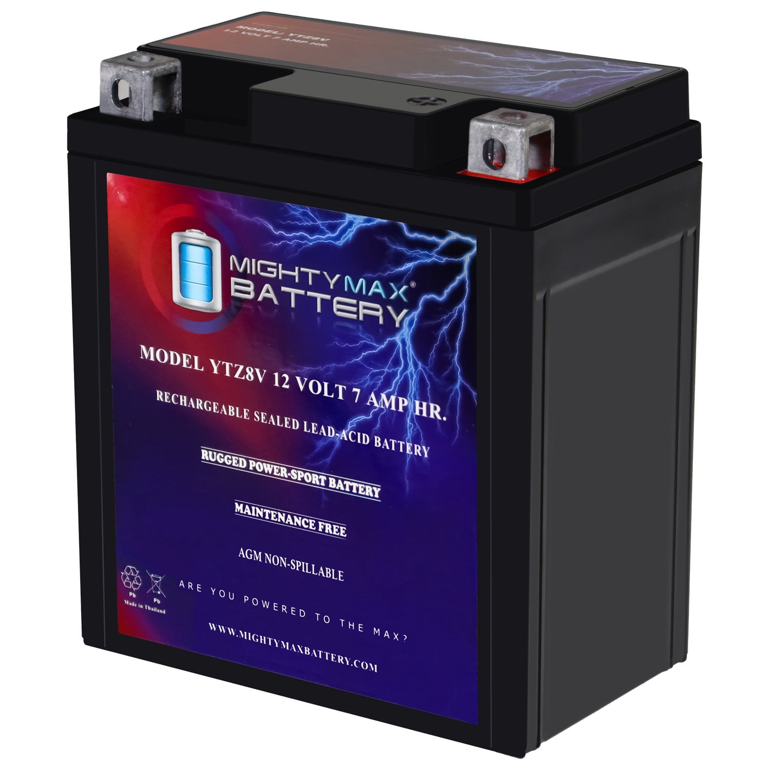 YTZ8V - 12 Volt 7 AH, 85 CCA, Rechargeable Maintenance Free SLA