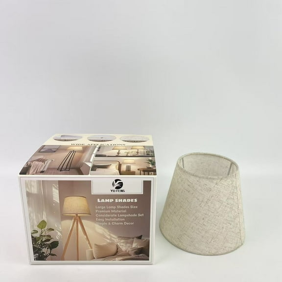 YU FENG Lamp shades,Large Drum Lamp Shades, Beige Lampshades for Table Lamps Floor Lamps, Natural Linen Replacement Lamp Shades