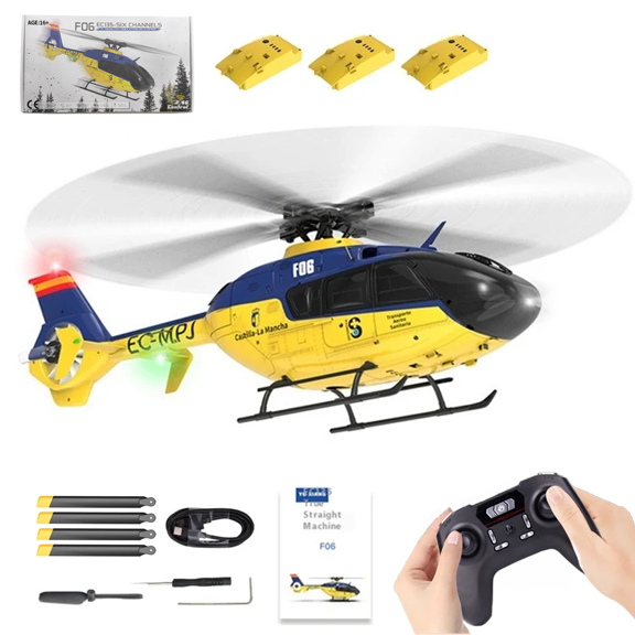 YU XIANG EC135 RC Helicopter 1/36 6CH Direct Drive Brushless 2.4GHz Remote Control Aircraft with 3D 6G Modes, 6 Axis Gyro, Metal Servos for Adults & Beginners RTF Mode 1 - 3 batteries