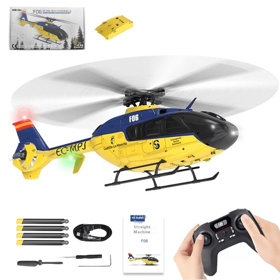 YU XIANG EC135 RC Helicopter 1/36 6CH Direct Drive Brushless 2.4GHz Remote Control Aircraft with 3D 6G Modes, 6 Axis Gyro, Metal Servos for Adults & Beginners RTF Mode 1 - 1 battery