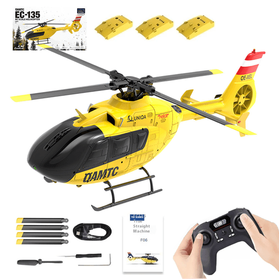 YU XIANG F06 1/36 Scale Twin-Engine Rescue RC Helicopter for Adults, 2.4G 6CH Dual Brushless Direct-Drive 3D Aerobatic RC Helicopter with Optical Flow Positioning Altitude Hold - RTF