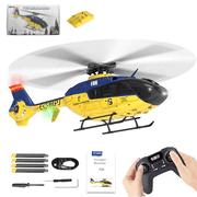 YU XIANG F06 EC135 RC Helicopter 1/36 Scale 2.4GHz 6 Channel Brushless Aircraft With Optical Flow Positioning, Altitude Hold And Direct Drive RTF For Enthusiasts- Yellow & Blue/1PCS Battery