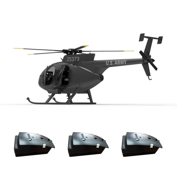 F119S MD500 1/16 Scale 250-Class 2.4G 9CH RC Little Bird Helicopter Model with Flybarless Rotor Head, 6G/3D Switchable Modes   Openable Cockpit (RTF Version/Black) + Battery