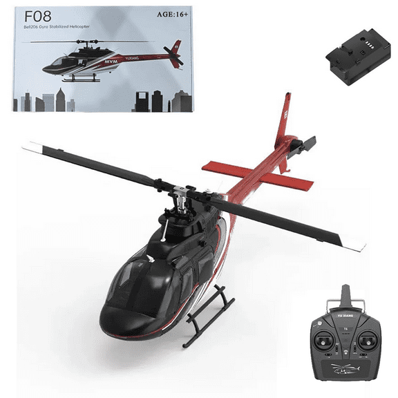 YU Xiang F08 Bell 206 RC Helicopter for Adults, 1/27 Scale 2.4G 6CH Brushless Flybarless Direct-Drive 6G RC Helicopter with Optical Flow Positioning - RTF