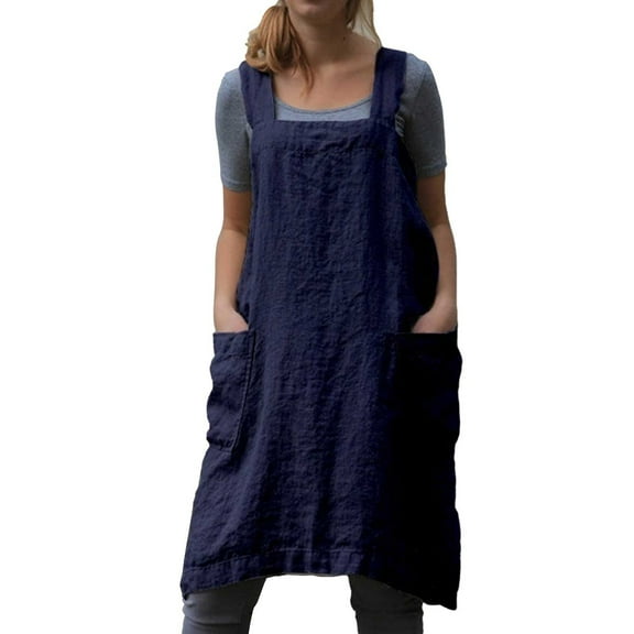 YUANGUANST Wide Leg Pants Woman Apron Pinafore Dress Garden Women Cotton Pinafore Work Women's Dress Office Slacks