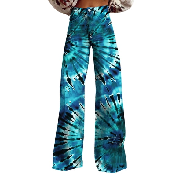 YUANGUANST Wide Leg Pants Woman Women's Easter Bunny Egg Print Plus Size Wide Leg Pants Office Slacks