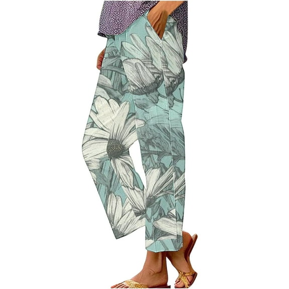 YUANGUANST Wide Leg Pants Woman Women's Striped Design Loose Pocket Casual Pants Office Slacks