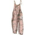 thumbnail image 1 of YUANGUANST Wide Leg Pants Woman Womens Boho Floral Jumpsuits Cotton Linen Sleeveless Spaghetti Strap Baggy Romper Wide Leg Overalls With Pockets Office Slacks, 1 of 2