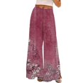 thumbnail image 1 of YUANGUANST Wide Leg Pants Woman Womens Wide Leg Palazzo Pants Boho Floral 2025 Summer Beach Culottes Flowy Casual Trousers For Vacation Office Slacks, 1 of 4