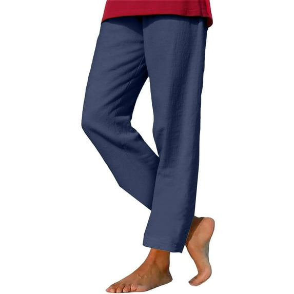 YUANGUANST Women's Wide Leg Pants Cotton Linen Straight Leg Pants For Women Boho Summer Casual Loose Plus Size High Waist Trousers Beach Outfits Office Slacks