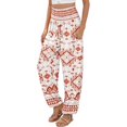 thumbnail image 1 of YUANGUANST Women's Wide Leg Pants Women's Casual And Fashionable Beach Elastic Waist Wide Leg Pants With Colorful Floral Print Pockets Business Work Casual Pants, 1 of 4