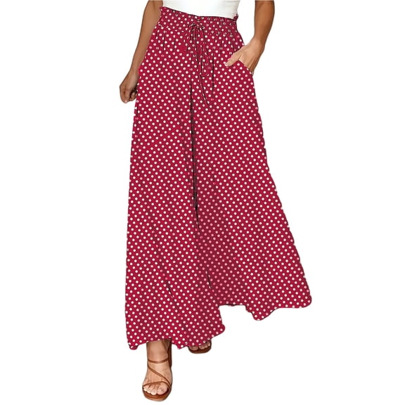 YUANGUANST Women's Wide Leg Pants Women's Wide Leg Pants Flowy Drape Ruffle Waist Pants Business Work Casual Pants
