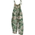 thumbnail image 1 of YUANGUANST Women's Wide Leg Pants Womens Boho Floral Jumpsuits Cotton Linen Sleeveless Spaghetti Strap Baggy Romper Wide Leg Overalls With Pockets Office Slacks, 1 of 2