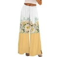 thumbnail image 1 of YUANGUANST Women's Wide Leg Pants Womens Wide Leg Palazzo Pants Boho Floral 2025 Summer Beach Culottes Flowy Casual Trousers For Vacation Business Work Casual Pants, 1 of 4
