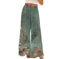 thumbnail image 1 of YUANGUANST Women's Wide Leg Pants Womens Wide Leg Palazzo Pants Boho Floral 2025 Summer Beach Culottes Flowy Casual Trousers For Vacation Business Work Casual Pants, 1 of 4