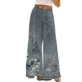 thumbnail image 1 of YUANGUANST Women's Wide Leg Pants Womens Wide Leg Palazzo Pants Boho Floral 2025 Summer Beach Culottes Flowy Casual Trousers For Vacation Office Slacks, 1 of 4