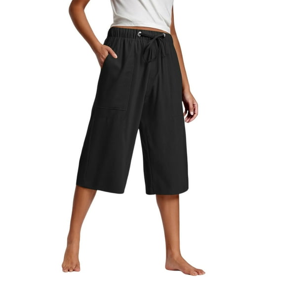 YUANGUANST Womens Dress Pants Women's Fashionable And Casual Beach Style Cotton And Linen Cropped Pants Women's Cotton And Linen Pants Office Slacks