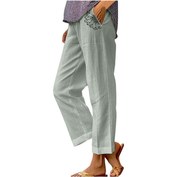 YUANGUANST Womens Dress Pants Women's Striped Design Loose Pocket Casual Pants Business Work Casual Pants