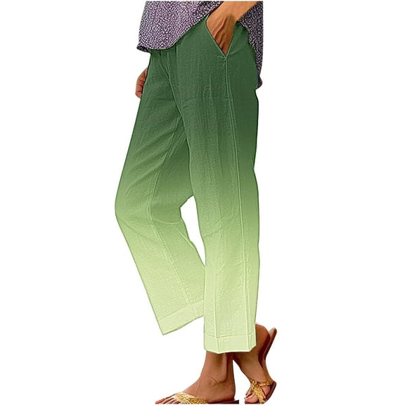 YUANGUANST Womens Dress Pants Women's Striped Design Loose Pocket Casual Pants Office Slacks