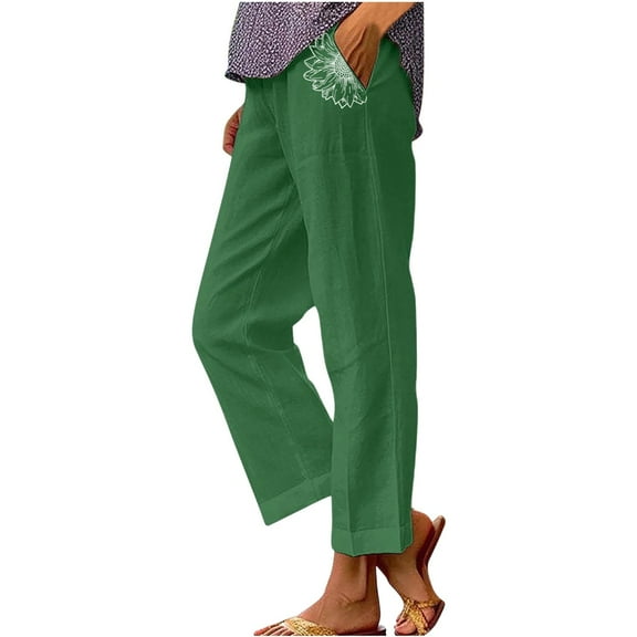 YUANGUANST Womens Dress Pants Women's Striped Design Loose Pocket Casual Pants Office Slacks