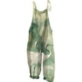 thumbnail image 1 of YUANGUANST Womens Dress Pants Womens Boho Floral Jumpsuits Cotton Linen Sleeveless Spaghetti Strap Baggy Romper Wide Leg Overalls With Pockets Office Slacks, 1 of 2