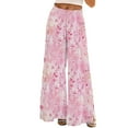thumbnail image 1 of YUANGUANST Womens Dress Pants Womens Wide Leg Palazzo Pants Boho Floral 2025 Summer Beach Culottes Flowy Casual Trousers For Vacation Office Slacks, 1 of 4