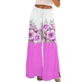 thumbnail image 1 of YUANGUANST Womens Dress Pants Womens Wide Leg Palazzo Pants Boho Floral 2025 Summer Beach Culottes Flowy Casual Trousers For Vacation Business Work Casual Pants, 1 of 4