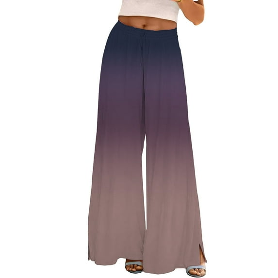 YUANGUANST Womens Dress Pants Womens Wide Leg Palazzo Pants Boho Floral 2025 Summer Beach Culottes Flowy Casual Trousers For Vacation Business Work Casual Pants