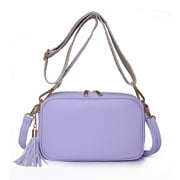 YUANHUILI Fashion Crossbody Handbags Tassels PU Leather Women Travel Satchel Bag (Purple)