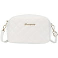 thumbnail image 1 of YUANHUILI Women Embroidered Crossbody Bag PU Lattice Shoulder Messenger Bag (White), 1 of 7
