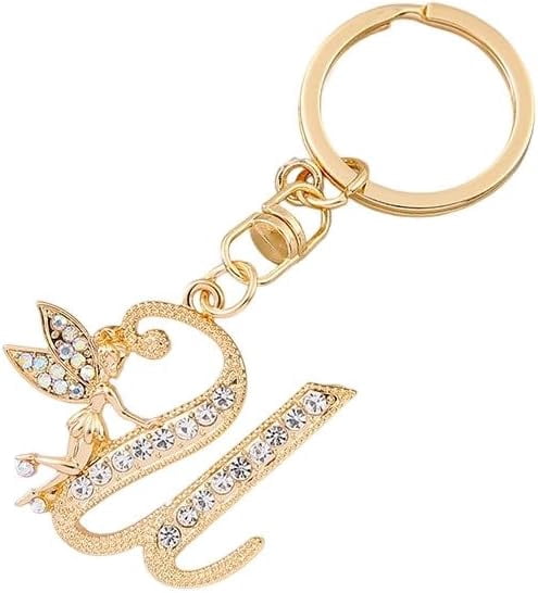 YUANHUYUOU ﻿letter keychain,﻿Letter A-Z Keychain for Women Men Crystal with Pearl Purse Handbags Metal Alphabet Initial Key Ring.