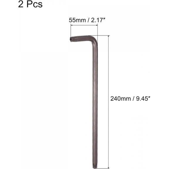 YUANJM-T55 Anti Tamper Proof Torx Star Key Bit Wrench, L-Shape 9.45-inch Long Arm, S2 Steel 2 Pcs