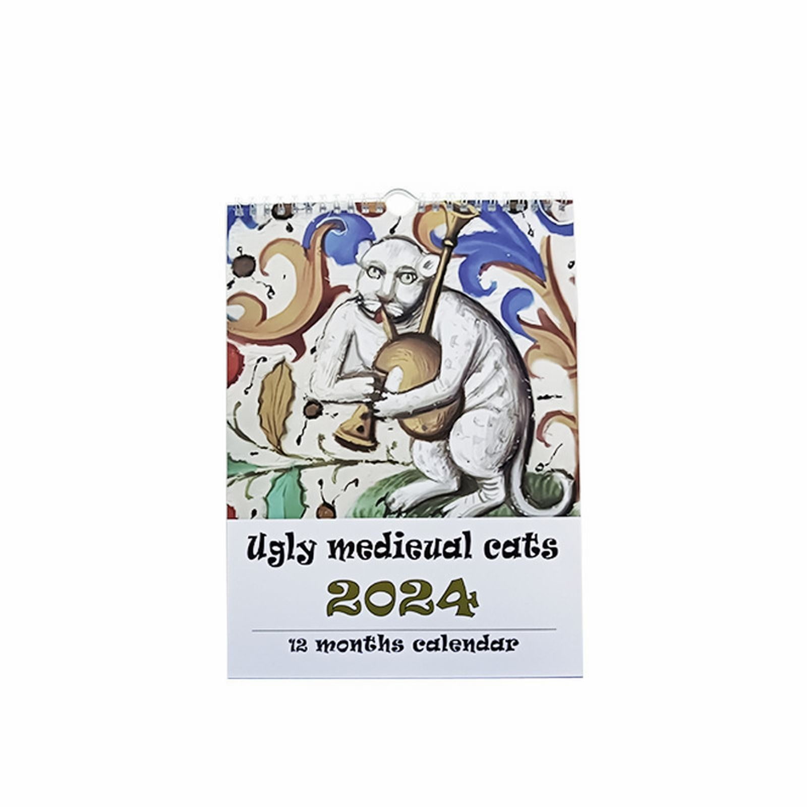 YUANSENF Weird Medieval Cats Calendar 2024 Weird Medieval Cat Calendar