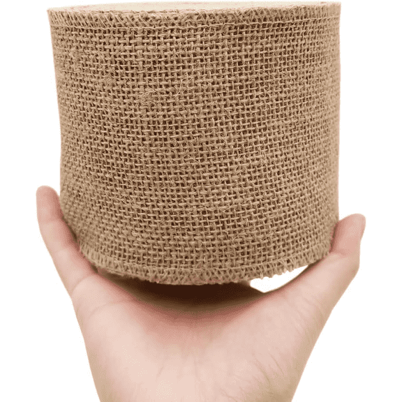 YUANSONG 4 Inch x 10 Yards Natural Burlap Fabric Roll, 10CM Wide Jute Ribbon for Rustic Wedding Decor, Gift Wrapping, Table Runners, DIY Crafts & Farmhouse Decor