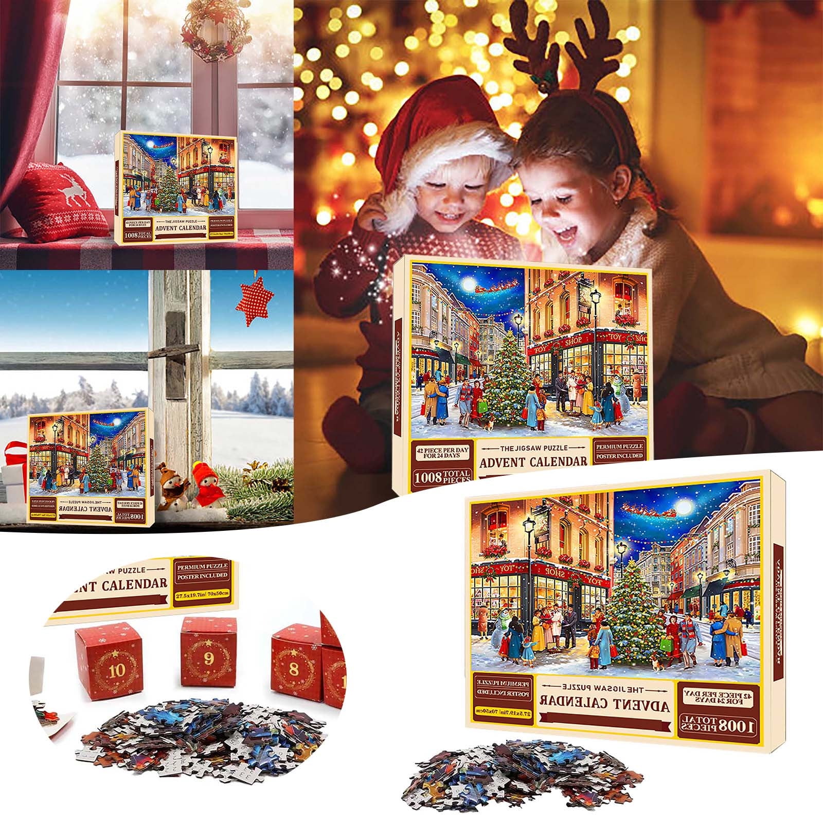 YUANZI 2024 New Ingenious 24 Container Paper 1008 Piece Puzzle Mysterious Surprise Pack Crimson