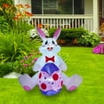 YUANZI Easter Holiday Light Up Bunny Sitting Painted Eggs Patio