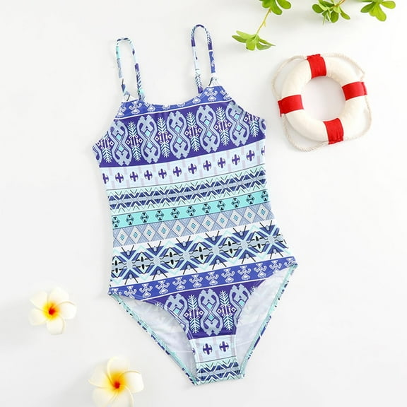 YUANZI Kids Swimsuits Girls One Pece Swimsuit Floral Printed Bathing Suit Kids Hawiian Beach Swimwear Sport Haler Uick Dry UPF 50