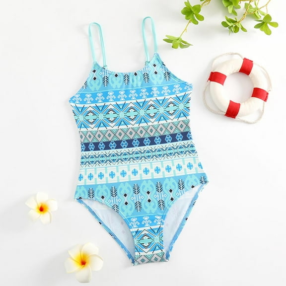 YUANZI Kids Swimsuits Girls One Pece Swimsuit Floral Printed Bathing Suit Kids Hawiian Beach Swimwear Sport Haler Uick Dry UPF 50