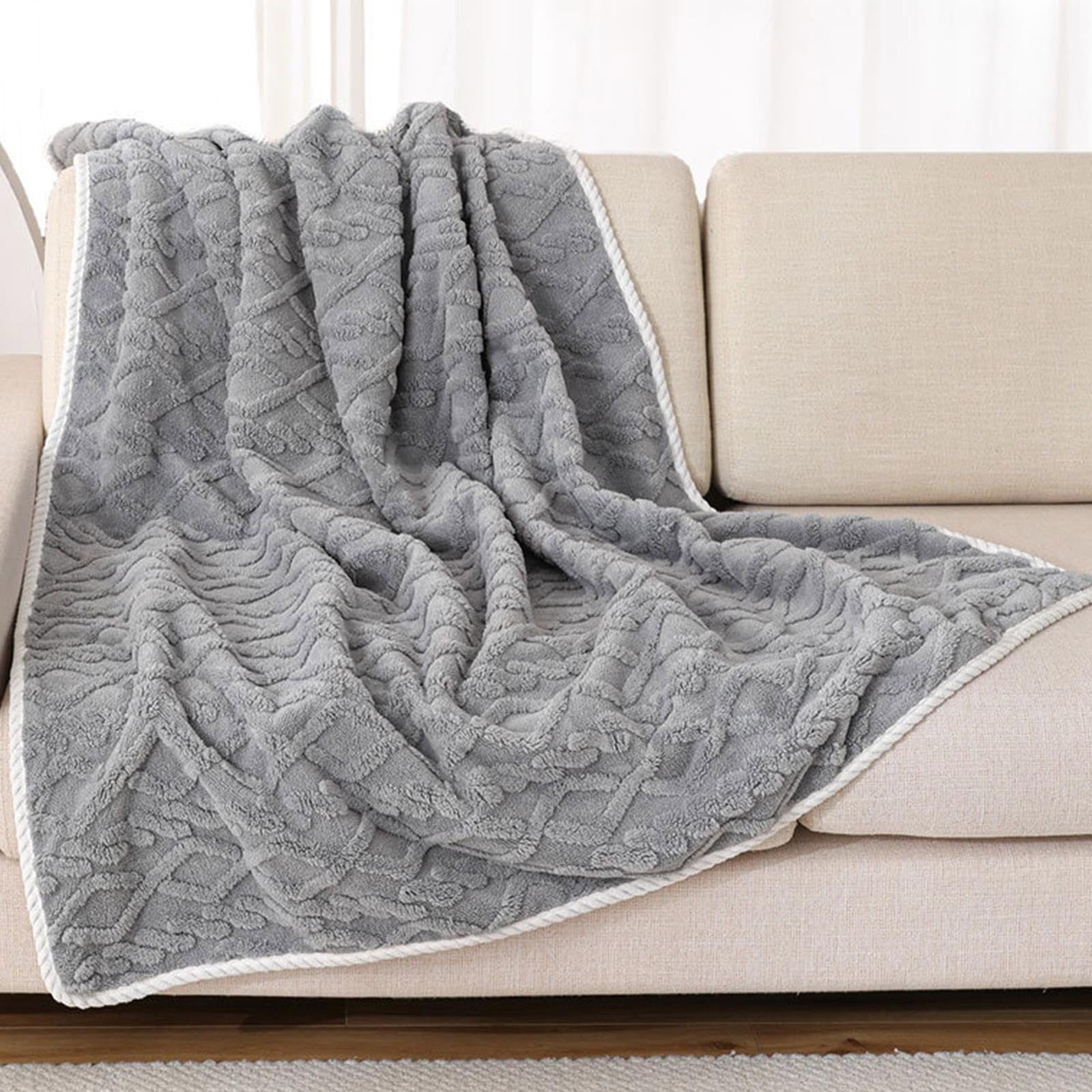 YUANZI Waterproof Dog Blankets for Large Dogs Pet Blanket for Couch Protector Washable Jacquard Coral Cat Throw Blanket Soft Plush Reversible Furniture Protection 100X75CM, Grey