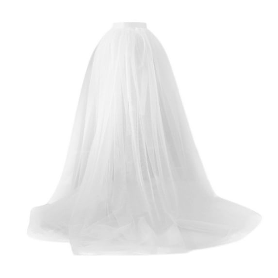 YUANZI Women Tulle Tutu Long Skirts Party Prom Detachable Bandage Mesh Maxi Dress Overskirt Overlay Long Bridal Skirt